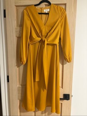 Banana Republic Sugar Maple Leaf Golden
Yellow Midi Dress Tie Front Size 2